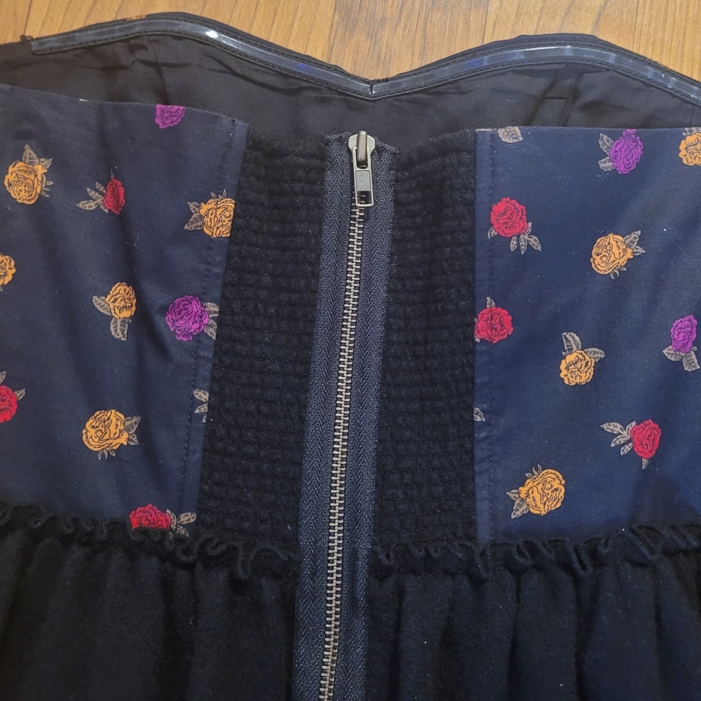 Maple Anthropologie High-Waist Wool &‎ Cotton Floral Bustier Dress Twee M - Picture 5 of 7